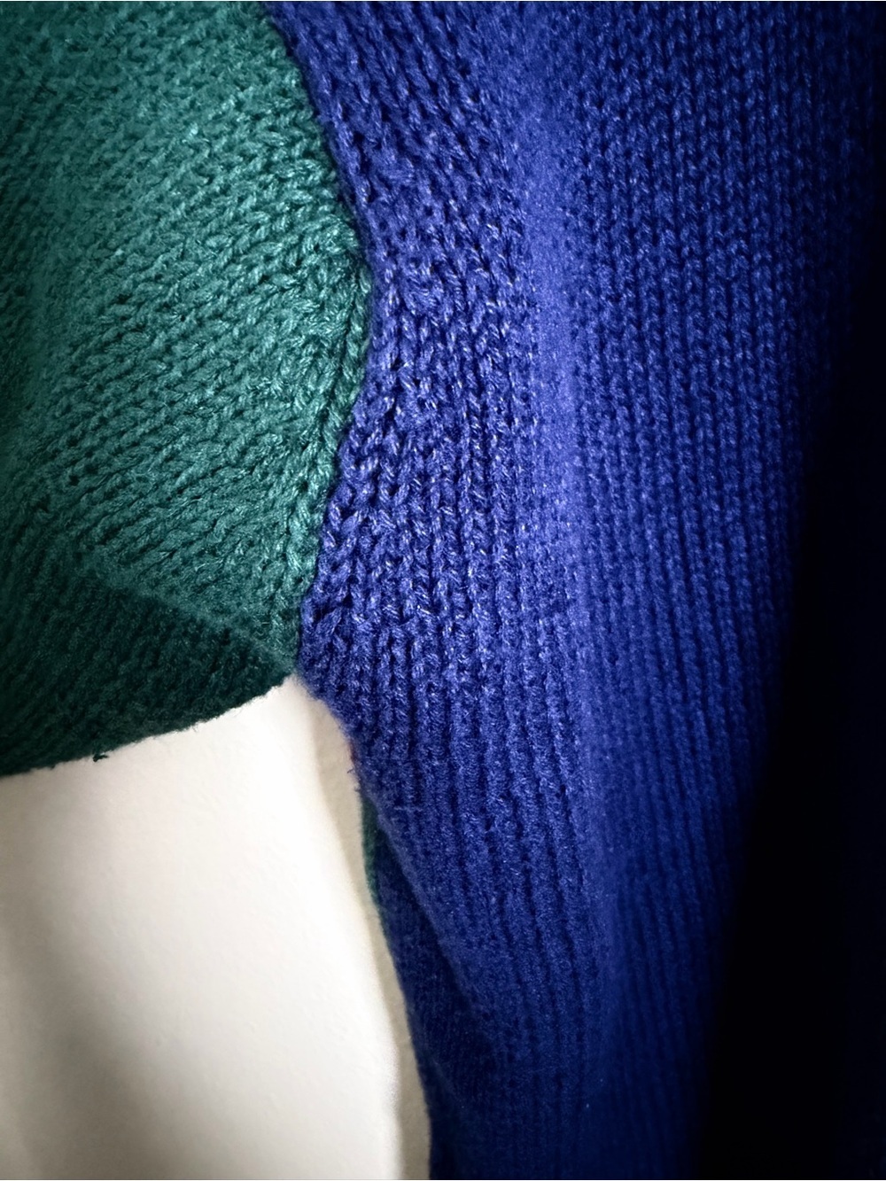 Vintage American Weekend Colorblock Argyle Sweater Size Large 90s Ramie Cotton - Picture 11 of 12